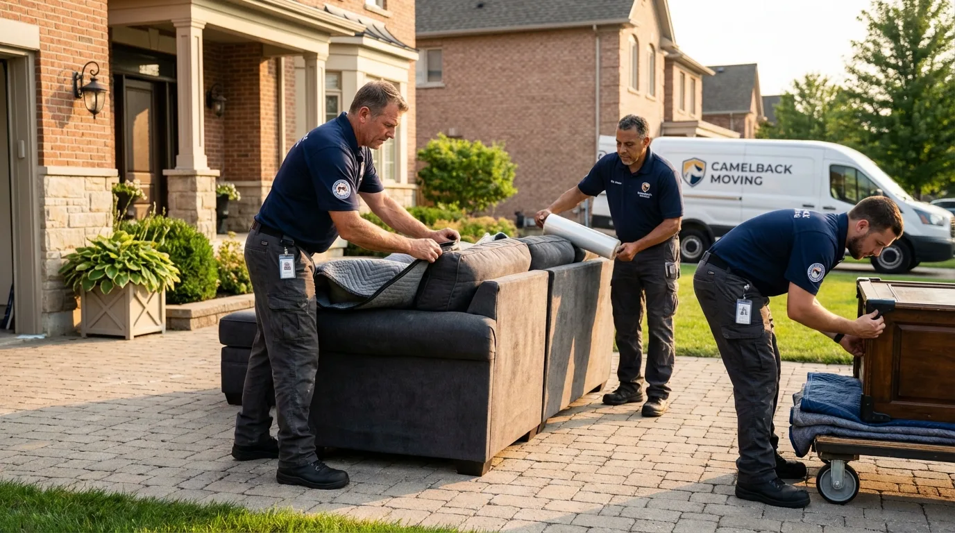 Large estate moving crew wrapping furniture in Sonora, TX